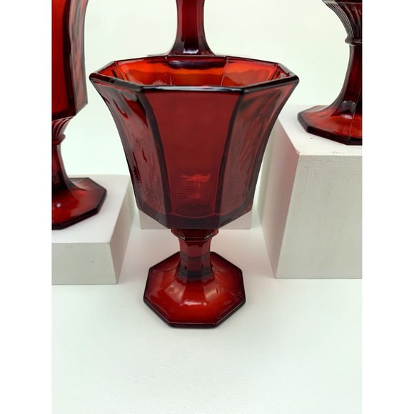 Vintage Independance Ruby Red Glass Wine Cordials. - Picture 6 of 9